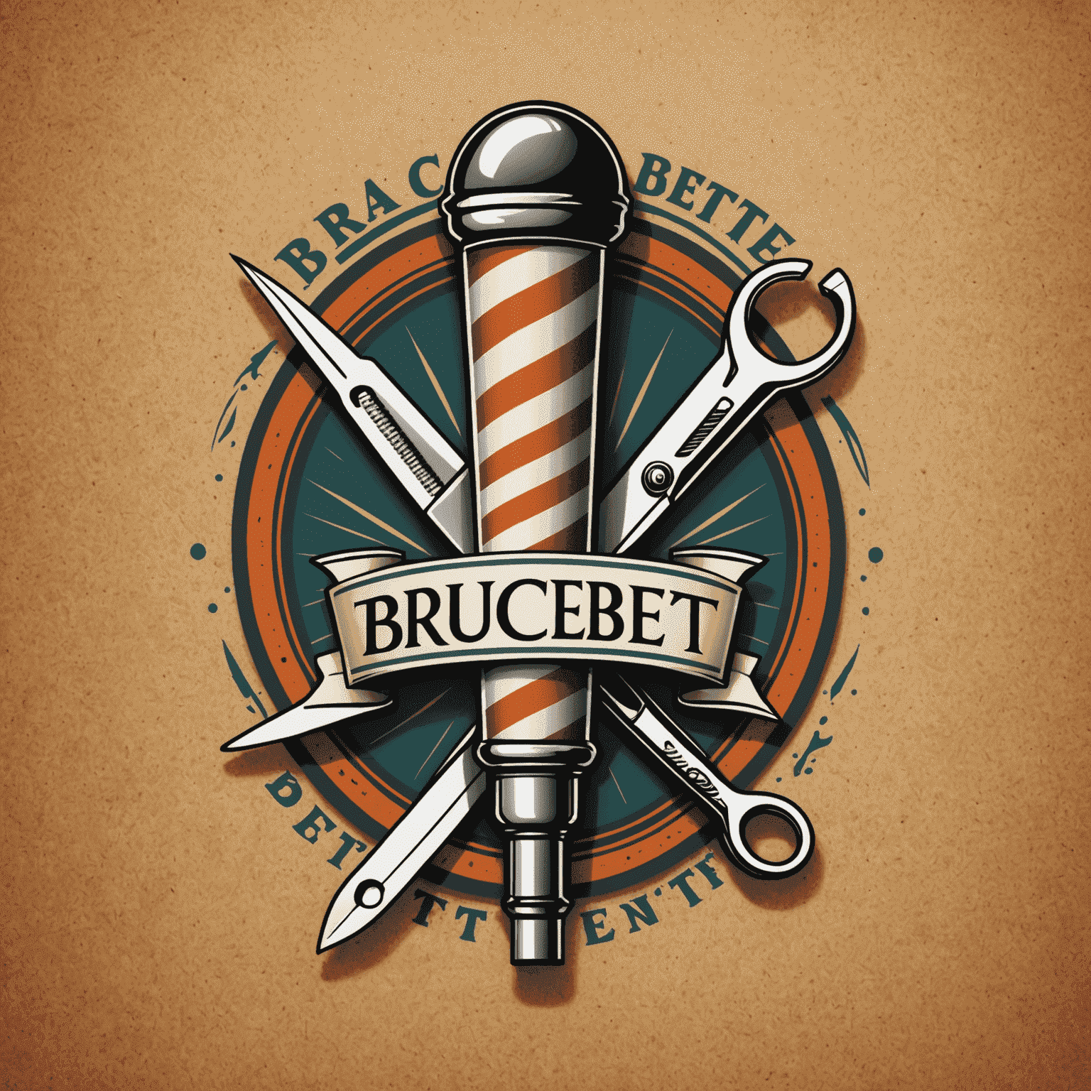 Brucebet logo featuring a stylized barber pole and scissors