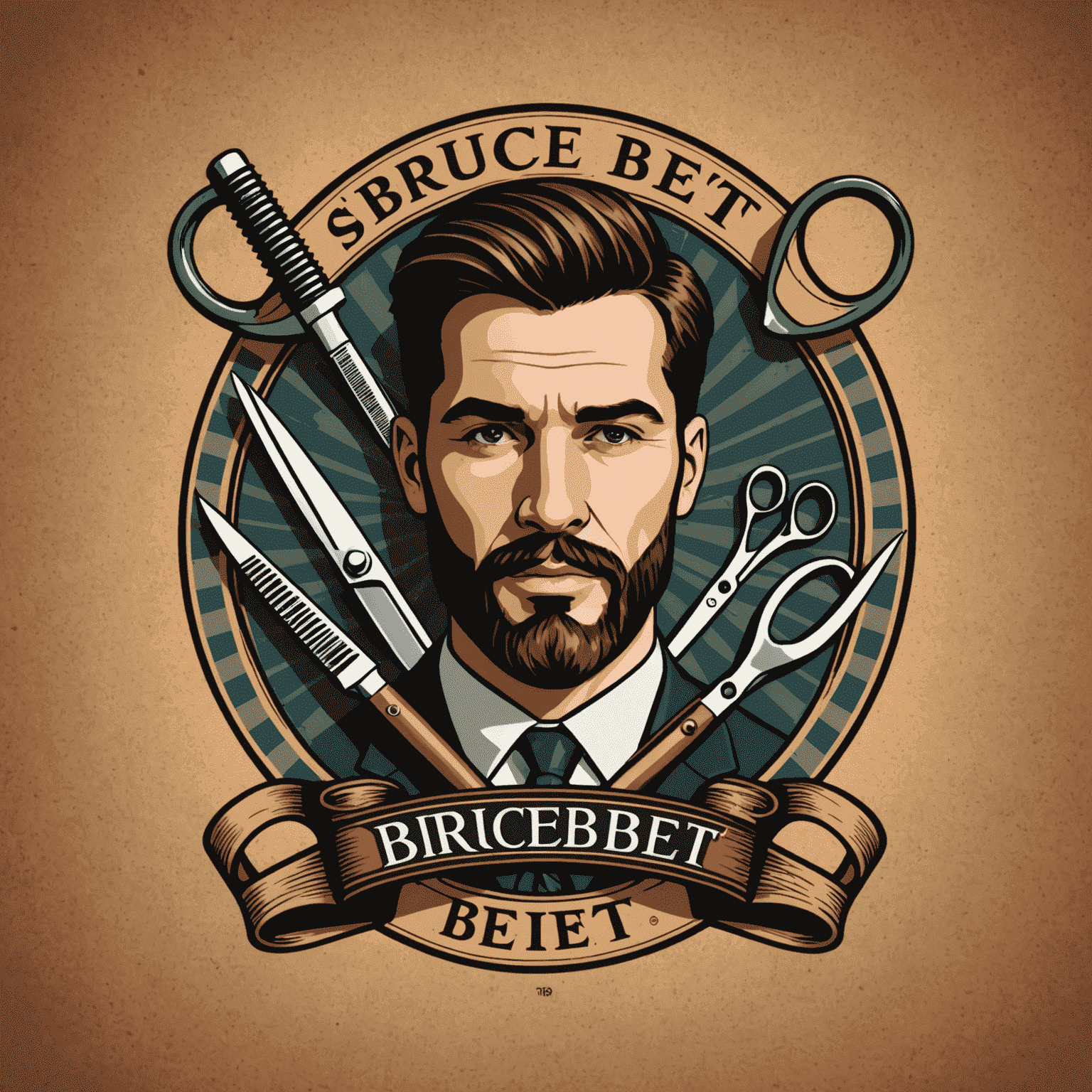 Brucebet logo featuring a stylized barber pole and scissors