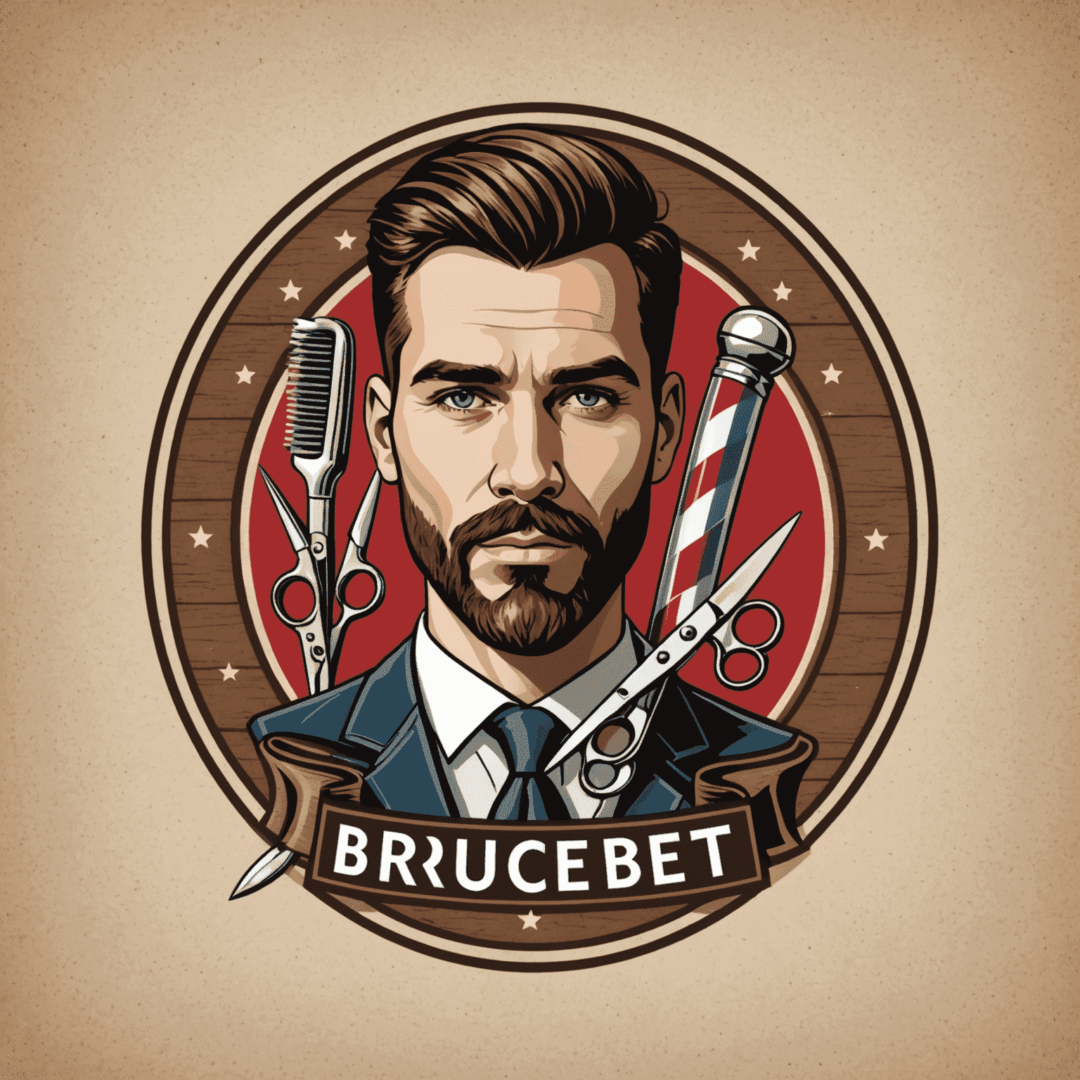 Brucebet logo featuring a stylized barber pole and scissors