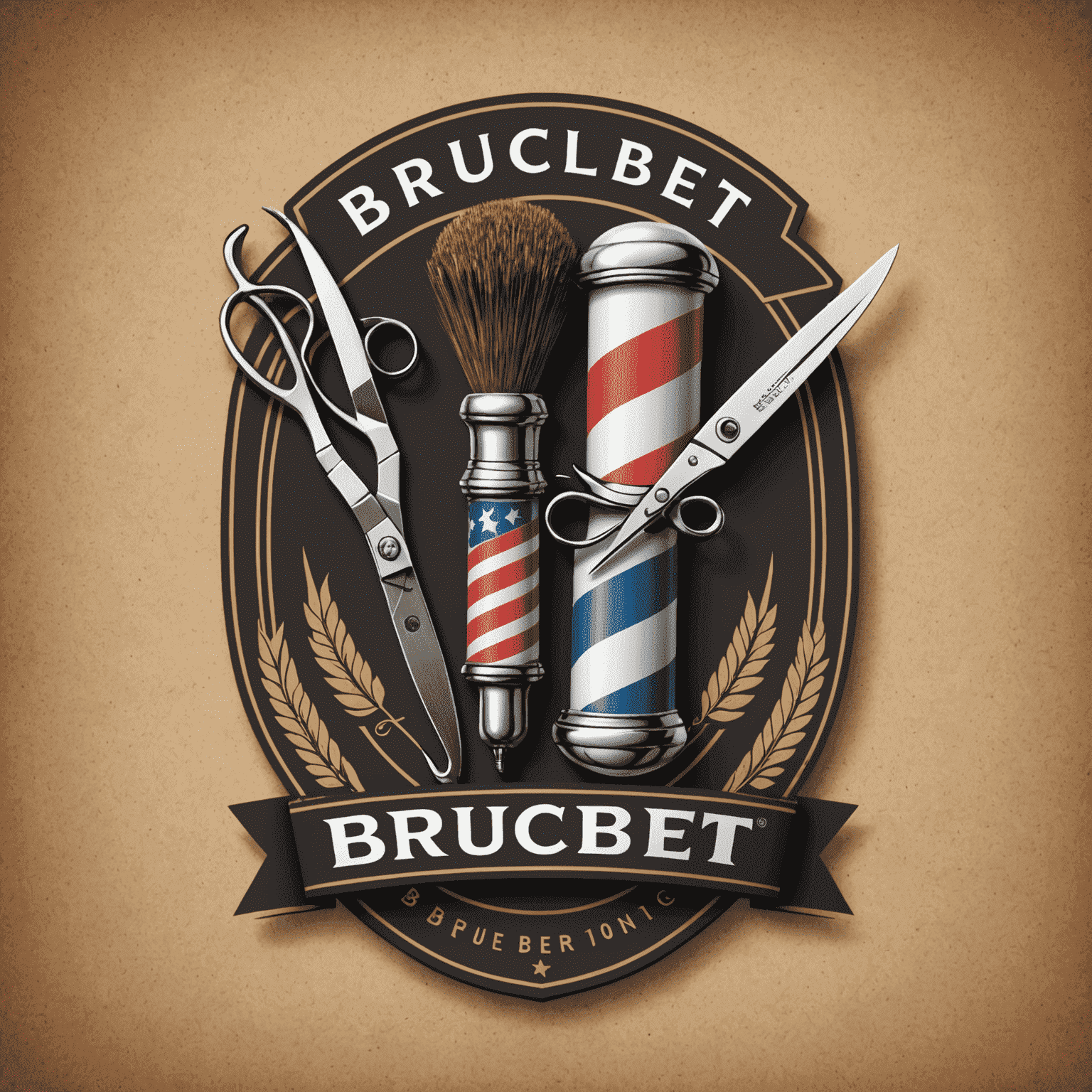 Brucebet logo featuring a stylized barber pole and scissors