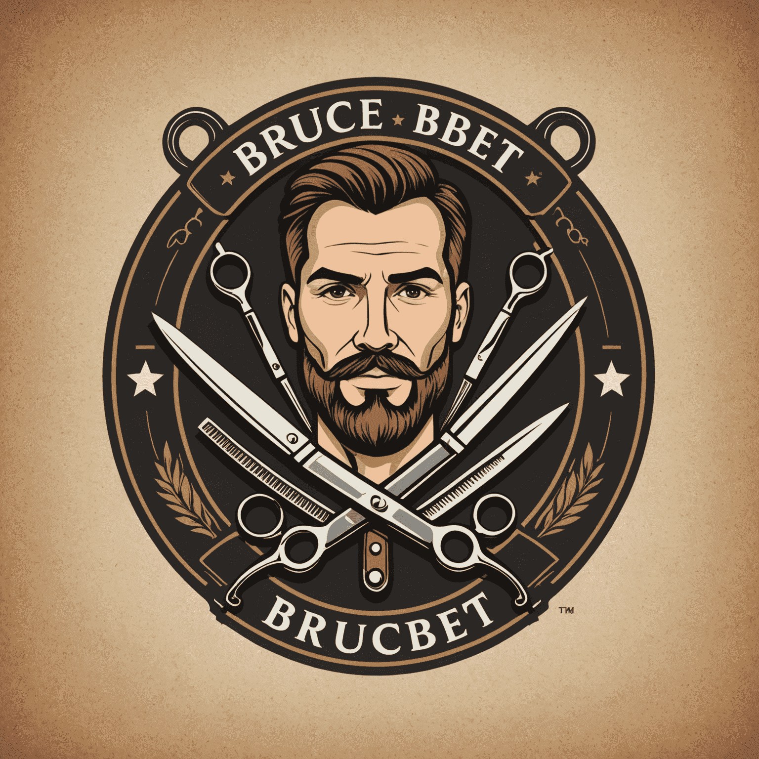 Brucebet logo featuring a stylized barber pole and scissors