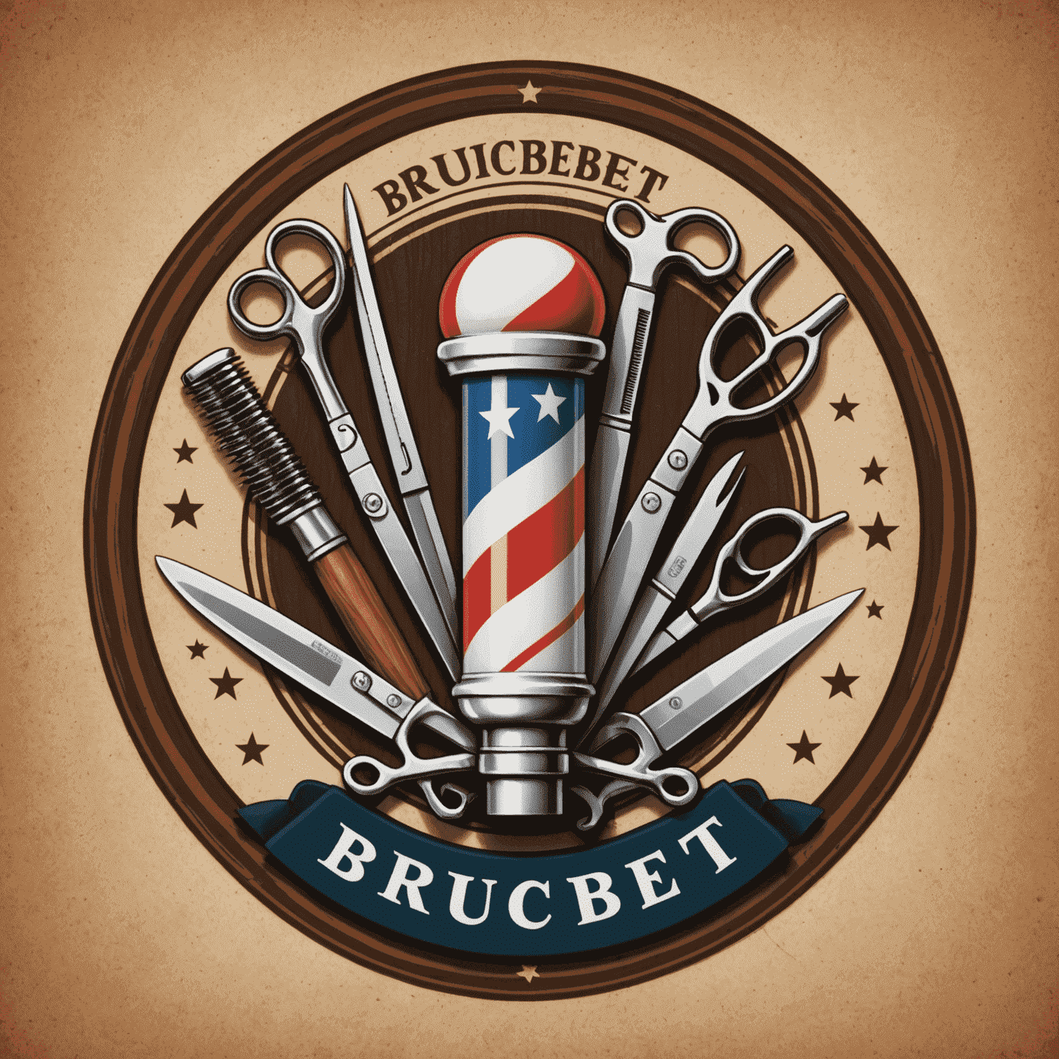 Brucebet logo featuring a stylized barber pole and scissors