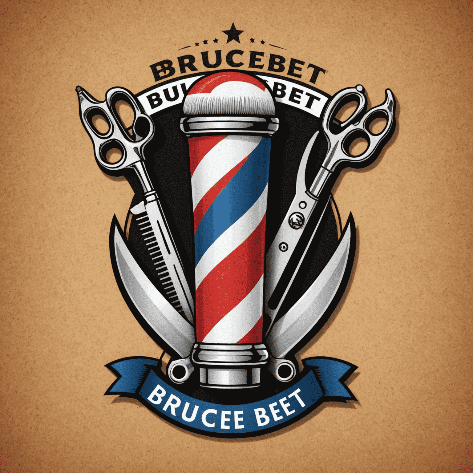 Brucebet logo featuring a stylized barber pole and scissors