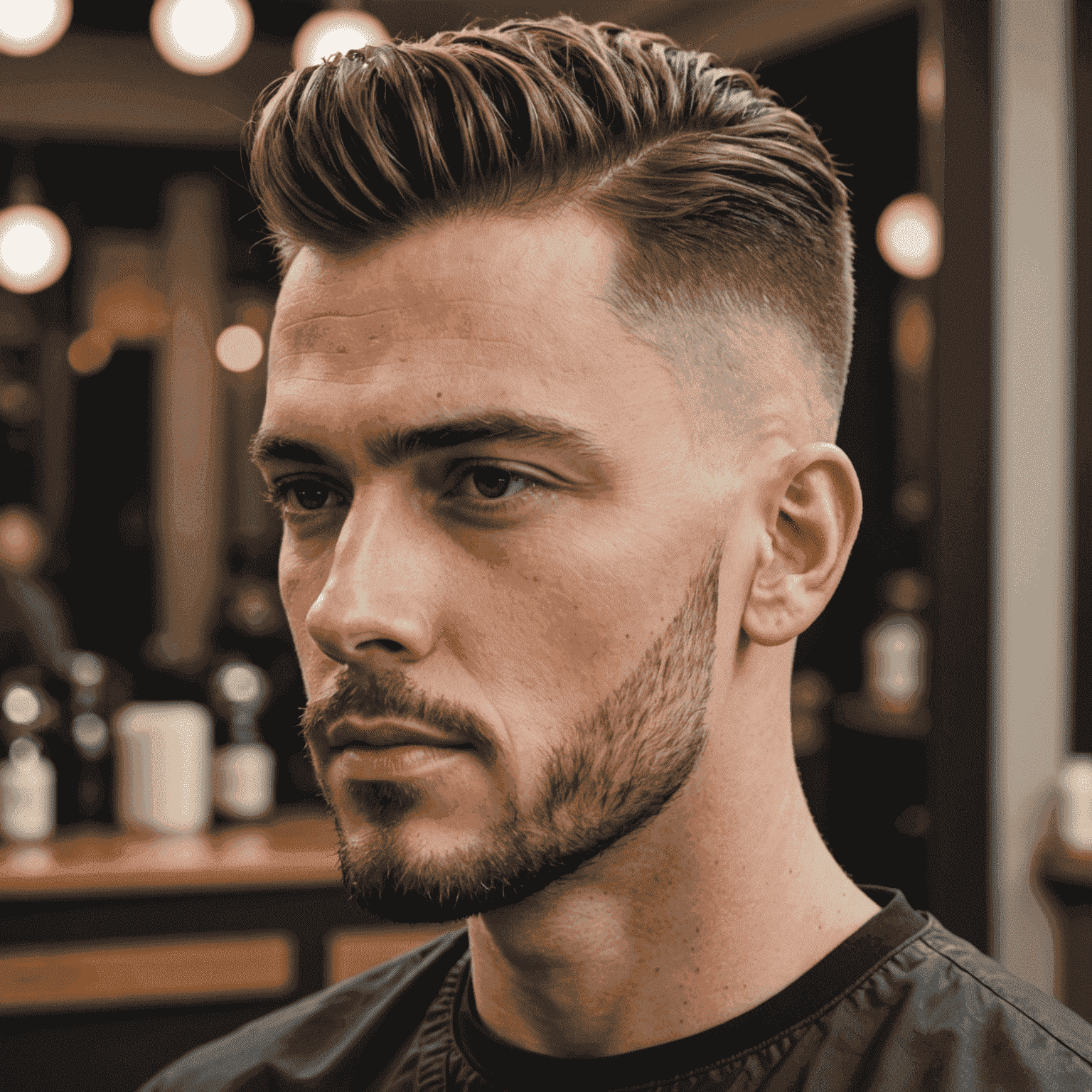 Stylish man with a fresh fade haircut, showcasing precision and modern styling techniques